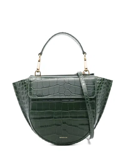 Wandler Womens Olive Croco Hortensia Mini Crocodile-effect Leather Shoulder Bag In Green