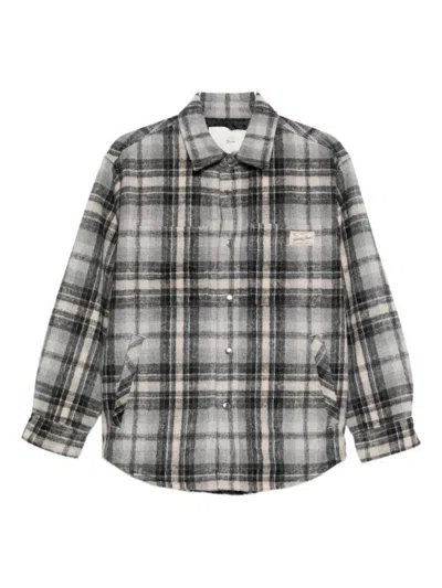 Dunst Gray Quilted Check Flannel Overshirt In Gray