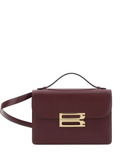 Victoria Beckham Dorian Bordeaux Shoulder Bag With Adjustable And Removable Shoulder Strap And Logo Plaque On The Fro In Burgundy