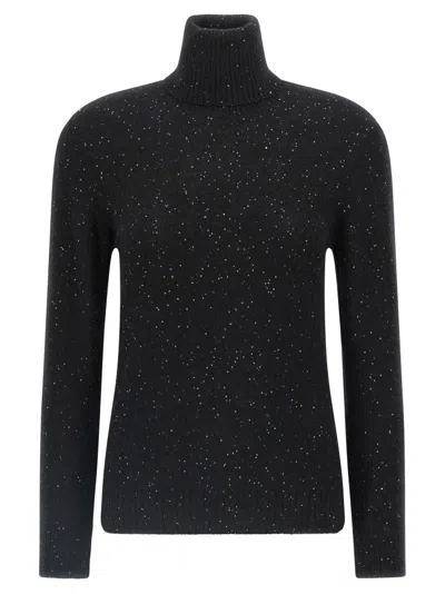 Fabiana Filippi Sequin Turtleneck Sweater Sweaters And Cardigans Black In Blue