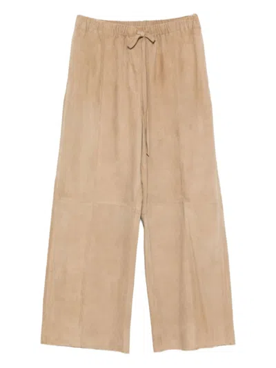 Alysi Drawstring Waist Casual Pants In Nude