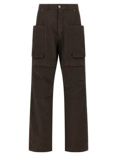 Rick Owens Stefan Flared Grain De Poudre Wool Cargo Trousers In Black