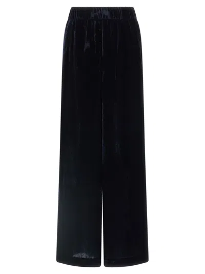 Peserico Soft Touch Velvet Trousers Featuring Pockets In Blue