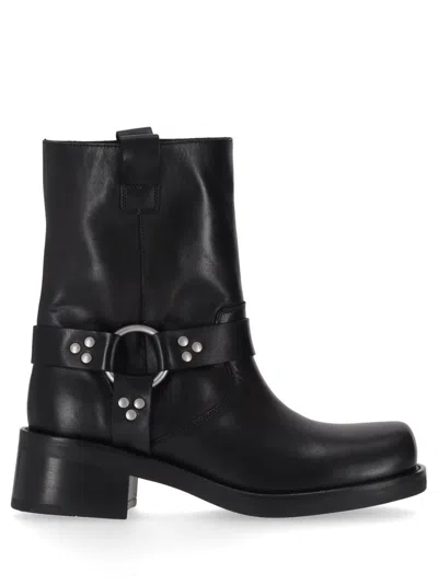 P.a.r.o.s.h Mid-calf Block Heel Round Toe Boots In Black