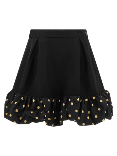 Moschino Midi Skirt With Polka Dots And Ruffles In Black