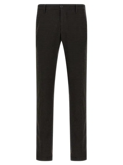 Incotex Vichy Patterned Wool Pants In Brown
