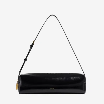 Khaite Kye Glossed-leather Shoulder Bag In Black