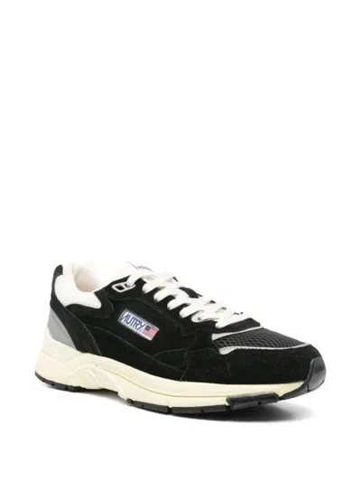 Autry Leather And Fabric Sneakers In Black