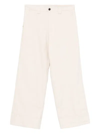 White Sand Button-fastening Belt-loops Trousers In Neutral
