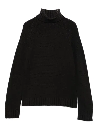Base Purple Wool Turtle-neck Jumper In Brown