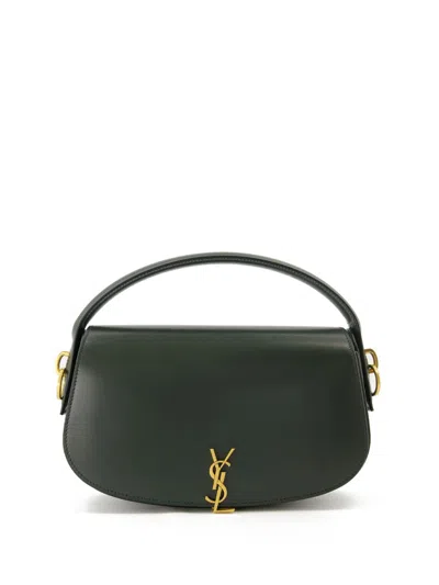 Saint Laurent Voltaire In Box Curved-handle Leather Shoulder Bag In Green