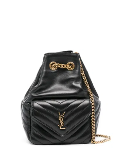 Saint Laurent Joe Mini Ysl Bucket Bag With Adjustable Strap In Smooth Leather In Black