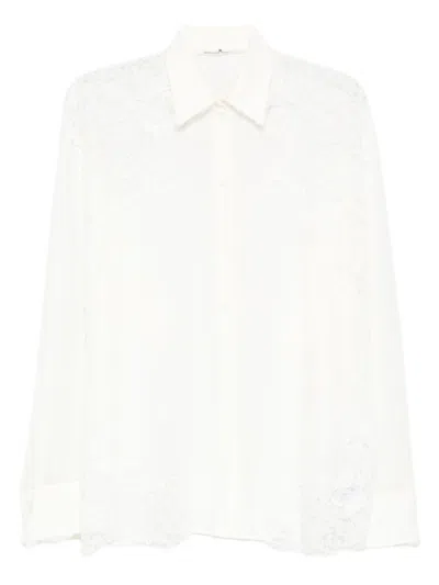 Ermanno Scervino Silk Blouse With Intricate Lace Detailing In White