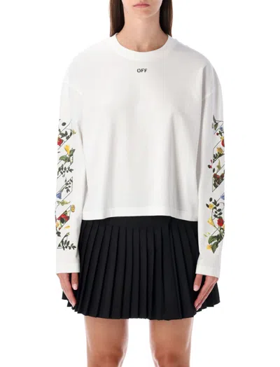 Off-white Floral Graphic Long Sleeve Top In White