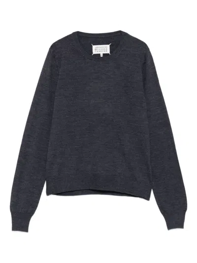 Maison Margiela Lightweight Wool Crewneck Long Sleeve Sweater In Blue