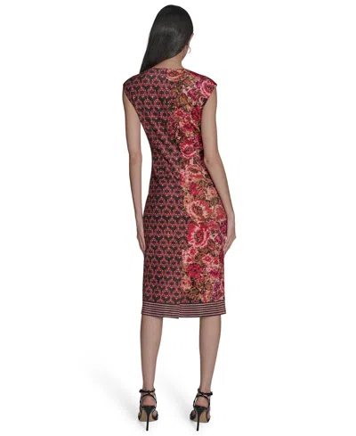 Vince Camuto Plus Size Placement Print Bodycon Midi Dress In Multi