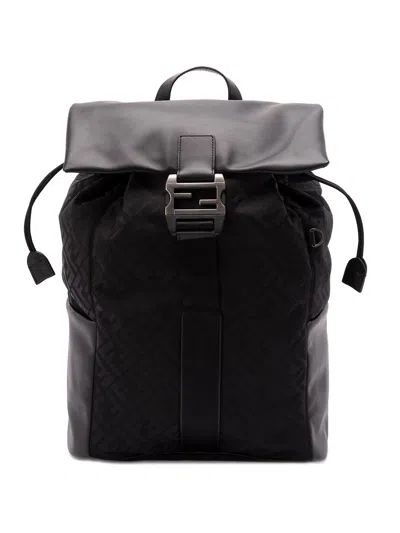 Fendi Men Nylon Flux Backpack In Black