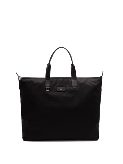 Dolce & Gabbana Zippered Tote Bag With Leather Handles In Black