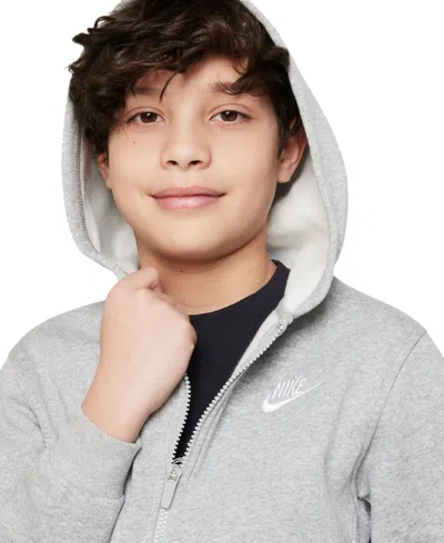 Nike Big Kids Sportswear Club Fleece Full-zip Hoodie In Gray