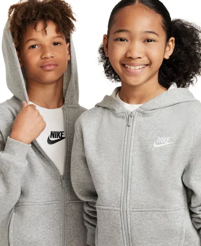 Nike Big Kids Sportswear Club Fleece Full-zip Hoodie In Gray