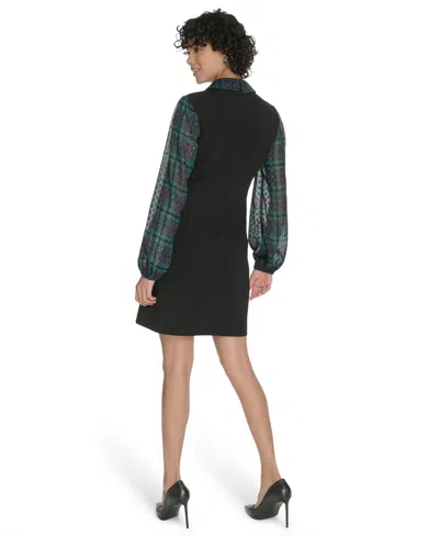 Tommy Hilfiger Petite Crepe Long Sleeve Dress In Green
