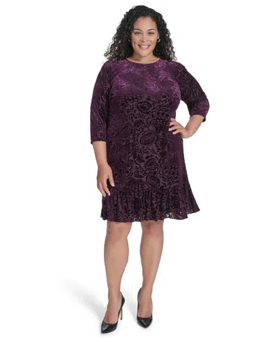 Tommy Hilfiger Plus Size Crewneck Shift Dress In Purple