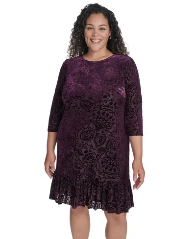 Tommy Hilfiger Plus Size Crewneck Shift Dress In Purple