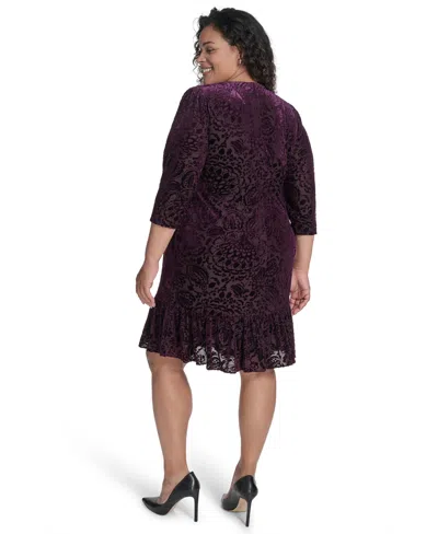 Tommy Hilfiger Plus Size Crewneck Shift Dress In Purple