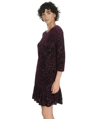 Tommy Hilfiger Petite Burnout Shift Dress In Purple