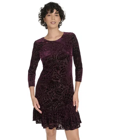 Tommy Hilfiger Petite Burnout Shift Dress In Purple