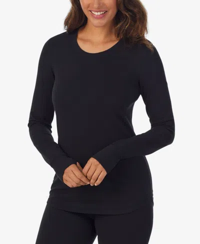 Cuddl Duds Women's Scoop Neck Long Sleeve Top In Black