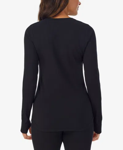 Cuddl Duds Women's Scoop Neck Long Sleeve Top In Black