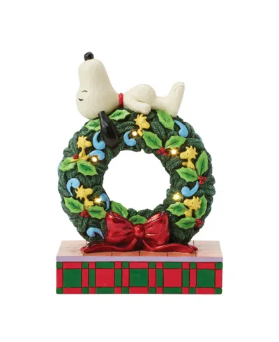 Jim Shore Snoopy Sleeping On Led Wreath Figurine In Multi