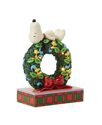 Jim Shore Snoopy Sleeping On Led Wreath Figurine In Multi