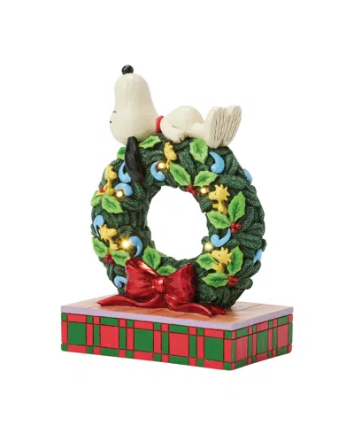 Jim Shore Snoopy Sleeping On Led Wreath Figurine In Multi