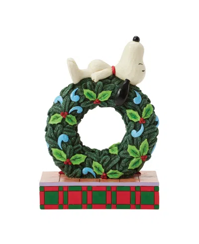 Jim Shore Snoopy Sleeping On Led Wreath Figurine In Multi