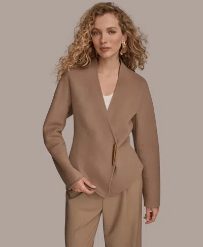 Donna Karan Women's Applique Detail V-neck Jacket In Brown