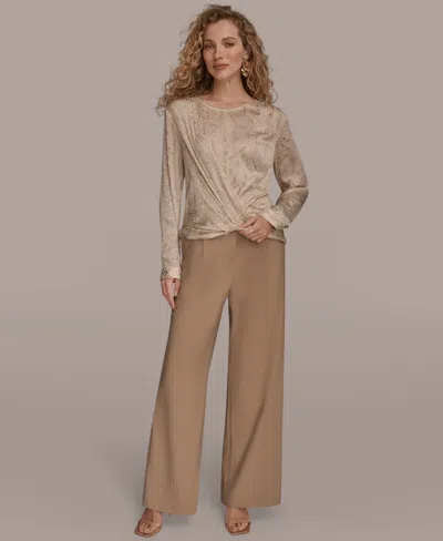 Donna Karan Women's Long Sleeve Drape Top In Neutral