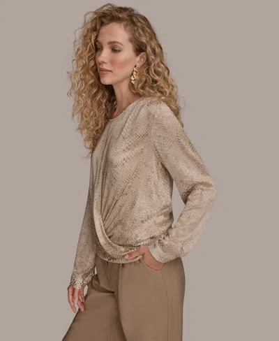 Donna Karan Women's Long Sleeve Drape Top In Neutral
