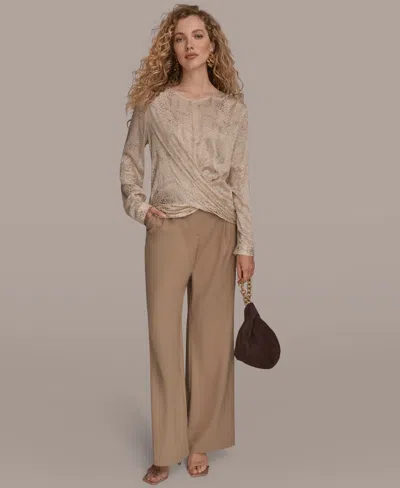 Donna Karan Women's Long Sleeve Drape Top In Neutral
