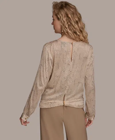 Donna Karan Women's Long Sleeve Drape Top In Neutral