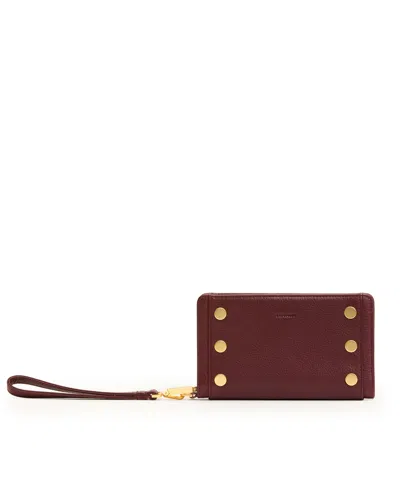 Hammitt Bryant Wallet Cherrywood Pebble Brushed Gold In Red