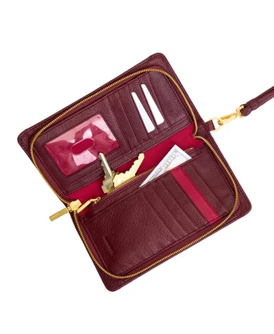 Hammitt Bryant Wallet Cherrywood Pebble Brushed Gold In Red