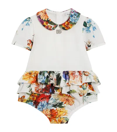 Dolce & Gabbana Cotton Floral Romper In White