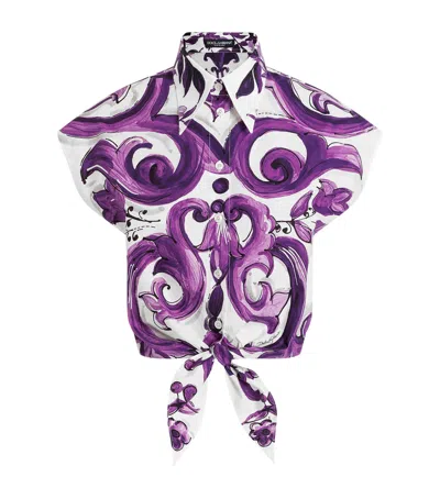 Dolce & Gabbana Purple Majolica Print Poplin Shirt Dolce E Gabbana In Purple