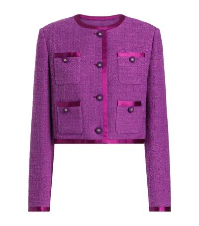 Dolce & Gabbana Violet Cotton Casual Jacket In Purple