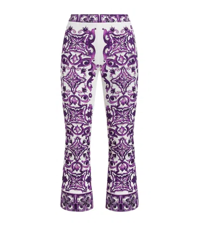 Dolce & Gabbana Silk-blend Flared Trousers In Purple