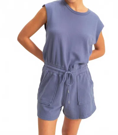 Hyfve Penelope Sleeveless Drawstring Waist Romper In Dusty Indigo In Blue