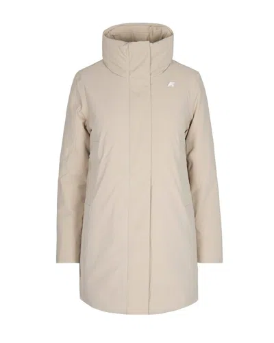 K-way Marletta St Warm Jacket Corto Calda Beige Grigia With Adjustable Aperture K7125kw Xp2 In Neutral