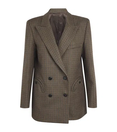 Blazé Milano Double-breasted Jacket With Houndstooth Pattern Blaze In Brown